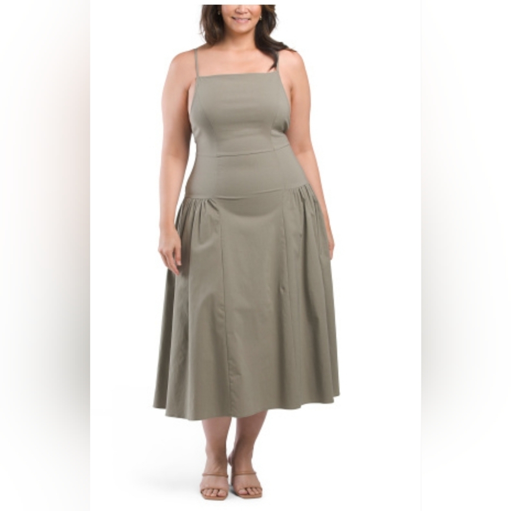 WeWoreWhat Olive Flare Panel Midi Dress